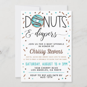 Invitación a ducha con chorro de agua de donut de