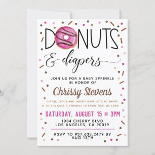 Invitación a ducha con chorro de agua de donut de