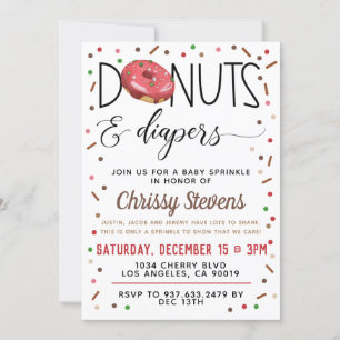 Invitación a ducha con chorro de agua de donut de 