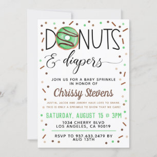 Invitación a ducha con chorro de agua de donut de