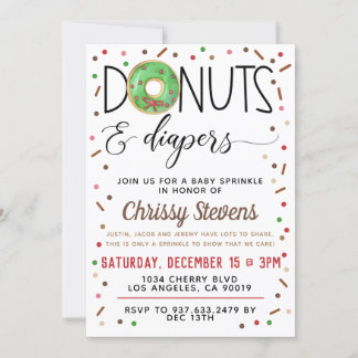 Invitación a ducha con chorro de agua de donut de