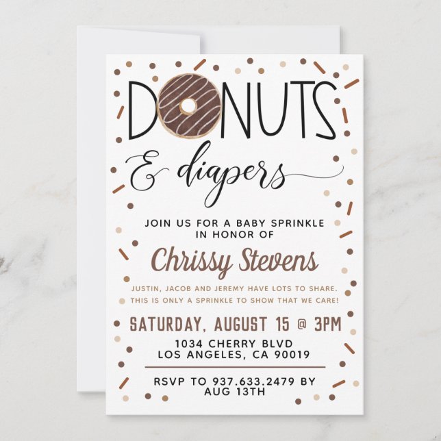 Invitación a ducha con chorro de agua de donut de  (Anverso)