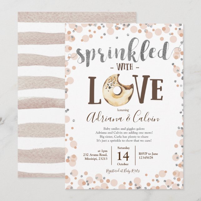 Invitación a ducha con chorro de agua de donut de  (Anverso / Reverso)