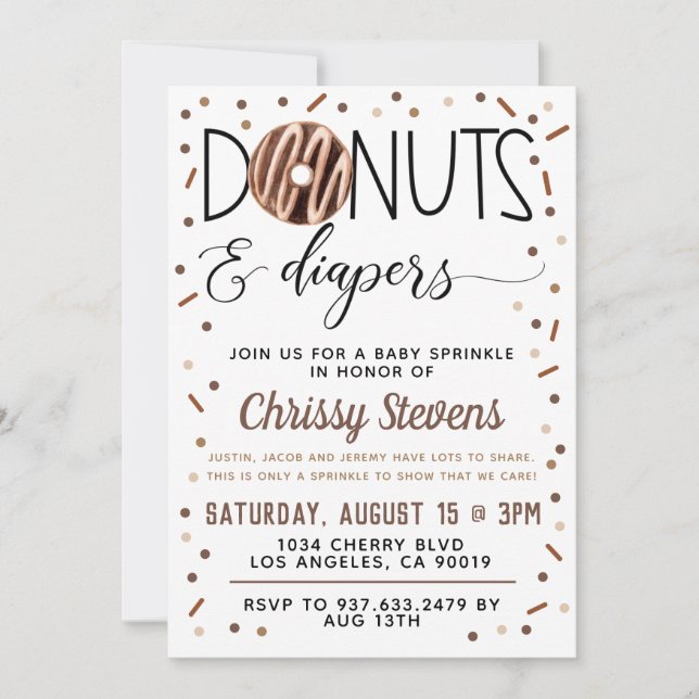 Invitación a ducha con chorro de agua de donut de  (Anverso)