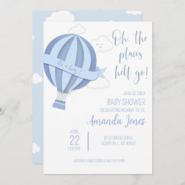 Invitación a ducha con globo aerostático Baby Boy