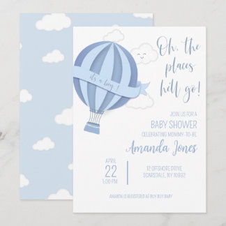 Invitación a ducha con globo aerostático Baby Boy