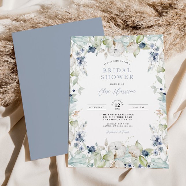 Invitación a ducha con marco floral de invierno (Subido por el creador)