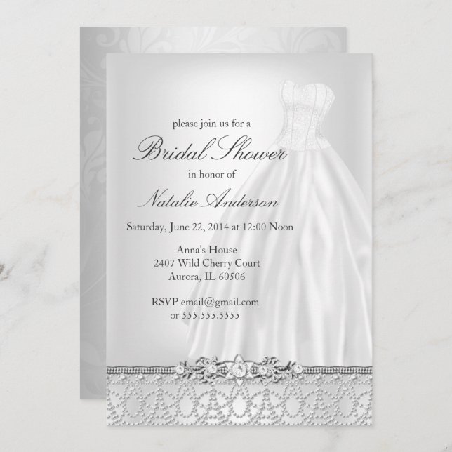 Invitación a ducha con ropa de boda (Anverso / Reverso)