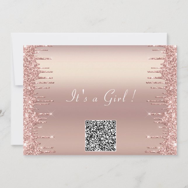 Invitación a ducha con Rosa de código QR (Reverso)