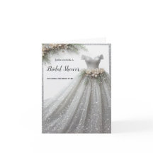 Invitación a ducha con traje de novia vestido de P