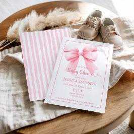Invitación a ducha de bebé Bow rosa