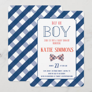 Invitación a ducha de bebé Bow Tie Baby Pod Rojo