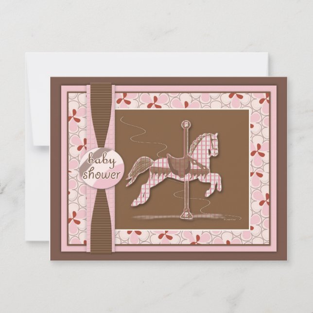 Invitación a ducha de bebé carrusel (Anverso)