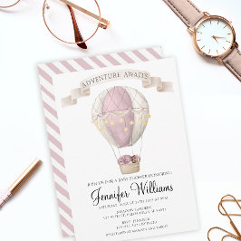 Invitación a ducha de bebé con globo aerostático a