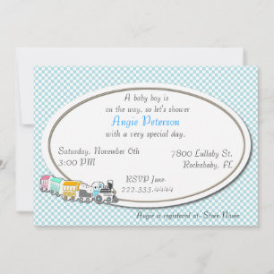 Invitación a ducha de bebé de Blue Checkered Baby