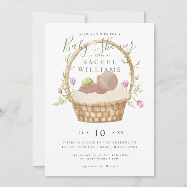 invitación a ducha de bebé de cesta de Pascua (Anverso)