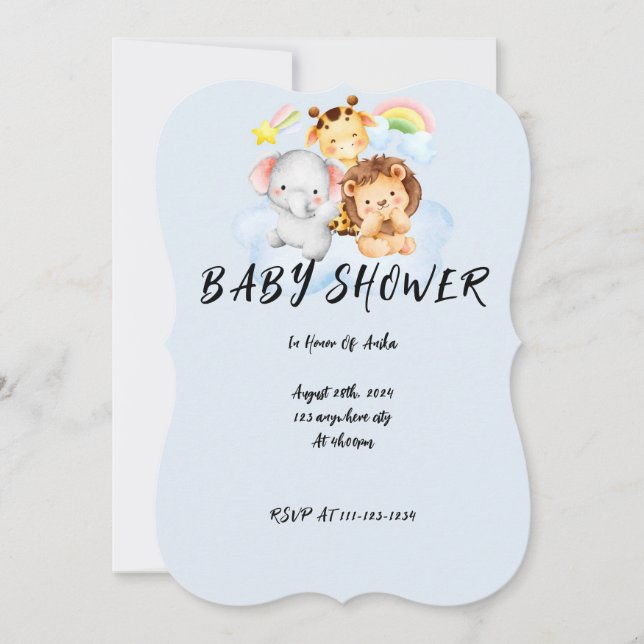 invitación a ducha de bebé, descarga instantánea (Anverso)