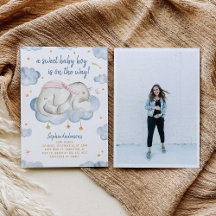 Invitación a ducha de bebé - Elefante durmiente