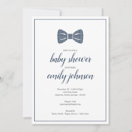 Invitación a ducha de bebé Preppy Gingham Bow Tie