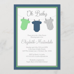 Invitación a ducha de bebé verde de la Armada