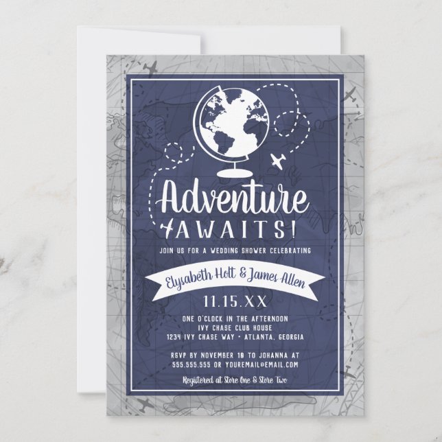 Invitación a ducha de bodas de avión (Anverso)