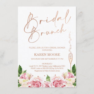 Invitación a ducha de brunch de novias con Rosa Go