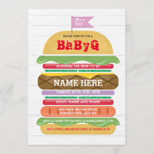 Invitación a ducha de Chica Baby Shower BaByQ