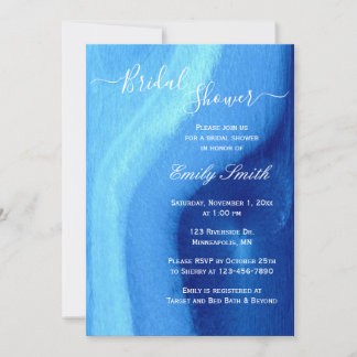 Invitación a ducha de color azul agate para novia