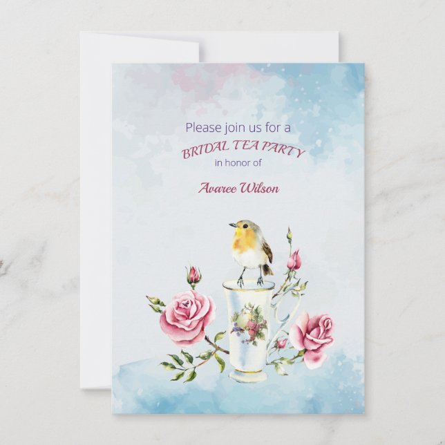 Invitación a ducha de Fiesta de té de novia (Anverso)