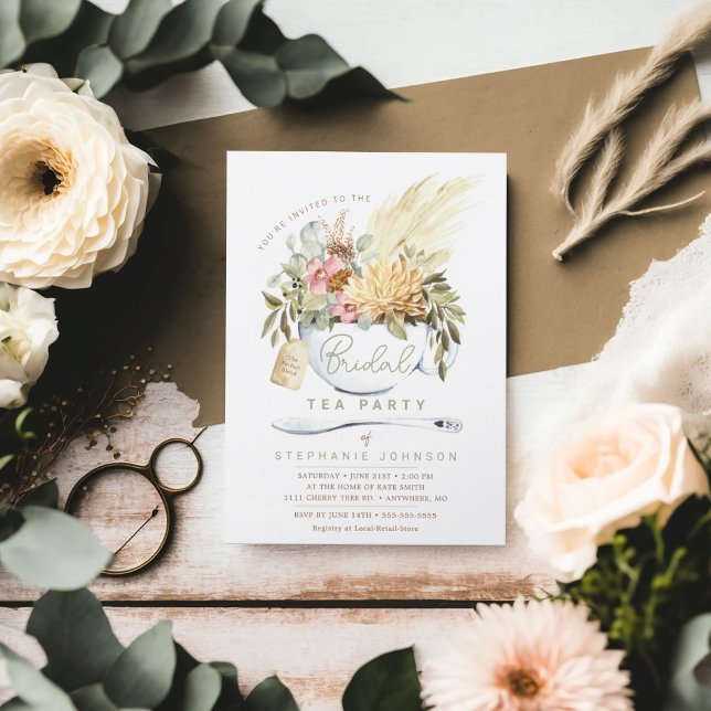 Invitación a ducha de Fiesta de té de novia (Bridal Tea Party Shower Invitation)