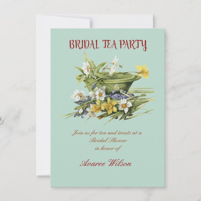 Invitación a ducha de Fiesta de té de novia (Anverso)