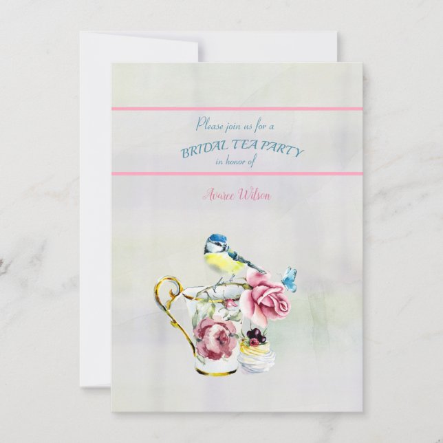 Invitación a ducha de Fiesta de té de novia (Anverso)