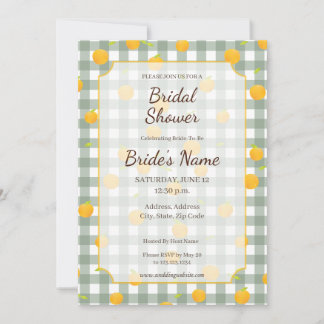 Invitación a ducha de Green Gingham Lemon Picnic P