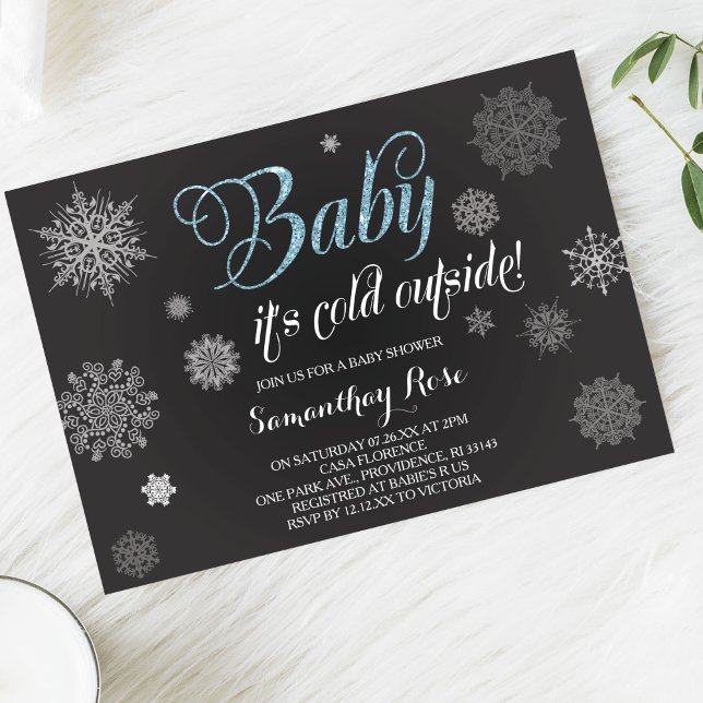 Invitación a ducha de invierno, Purpurina azul beb (Subido por el creador)