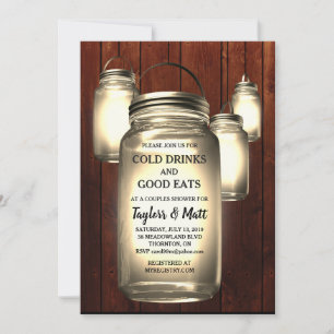 Invitación a ducha de la pareja Boda de Mason Jar 