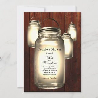 Invitación a ducha de la pareja Boda de Mason Jar