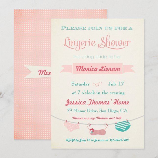 Invitación a ducha de lencería (Anverso / Reverso)