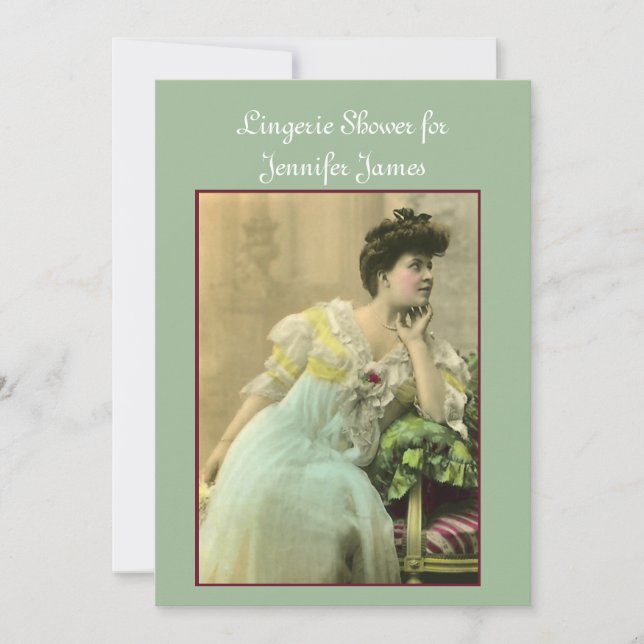 Invitación a ducha de lencería vintage (Anverso)