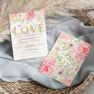 Invitación a ducha de mariposa marrón floral acuát
