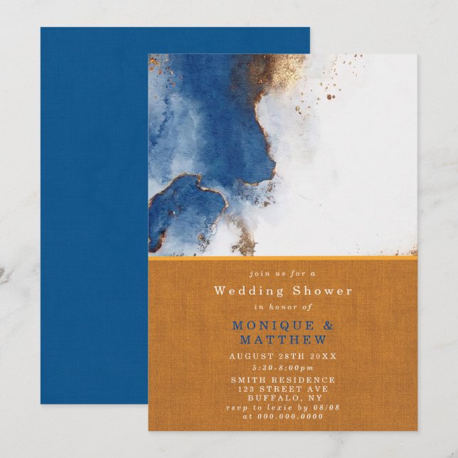 Invitación a ducha de matrimonio con agrimenado de (Anverso / Reverso)