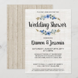 Invitación a ducha de matrimonio floral con flecha