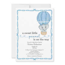 Invitación a ducha de niño bebé elefante azul