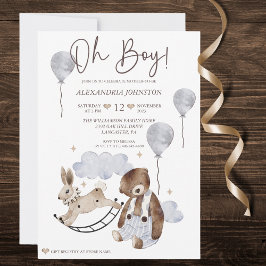 Invitación a ducha de niño con oso de vintage