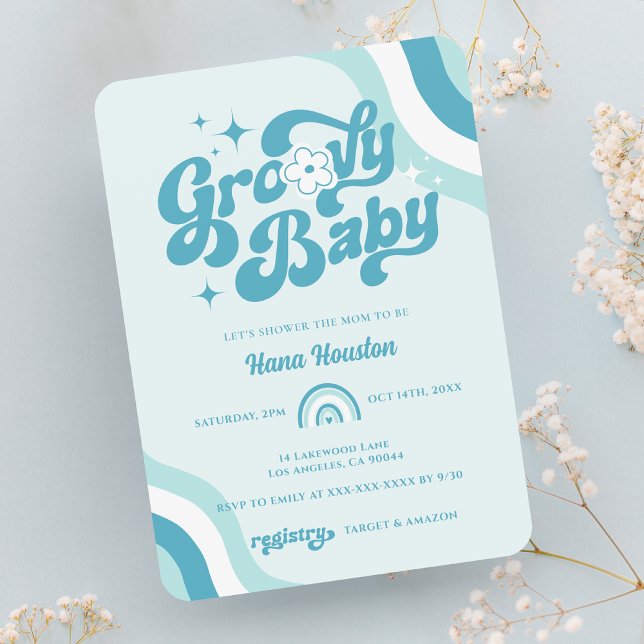 Invitación a ducha de niño pequeño con onda Retro  (Subido por el creador)
