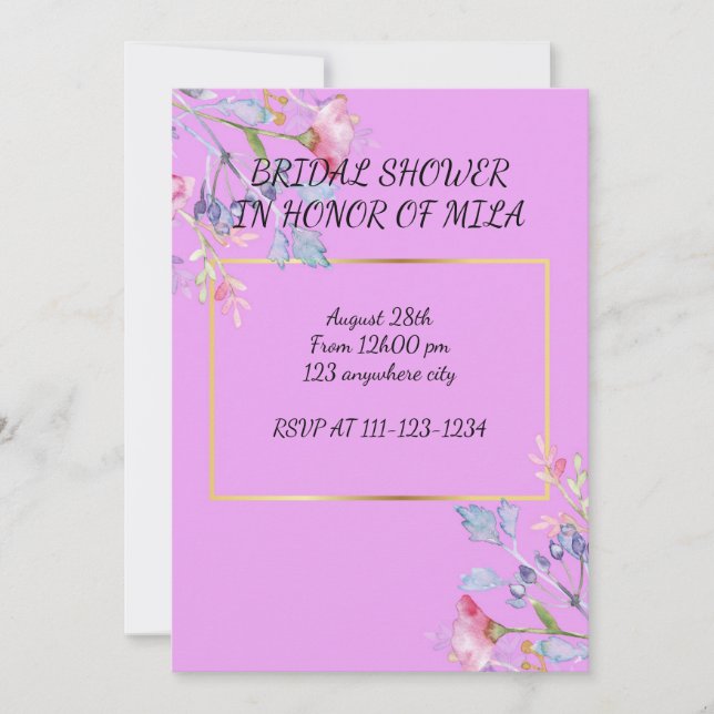 INVITACIÓN A DUCHA DE NOVIA (Anverso)