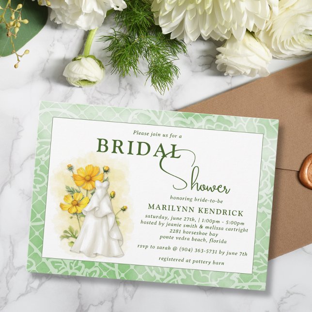 Invitación a ducha de novia amarilla floral (Subido por el creador)