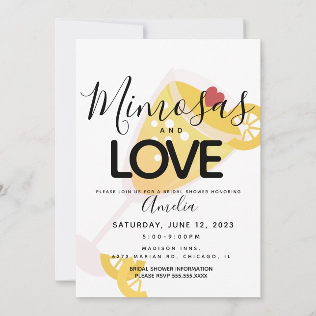 Invitación a ducha de novia amarilla negra de Mimo (Anverso)