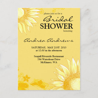 Invitación a ducha de novia amarilla y girasol ele
