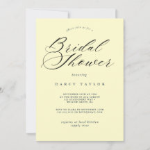 Invitación a ducha de novia amarillo cremoso