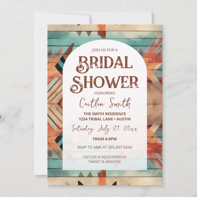 Invitación a ducha de novia azteca del suroeste (Anverso)